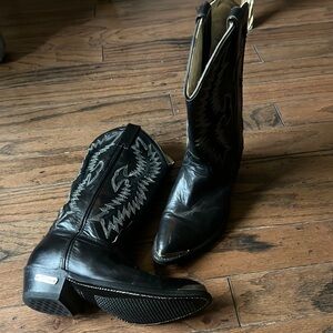 Vintage Harley Davidson Embroidered Biker Western Cowboy Boots Size 8
